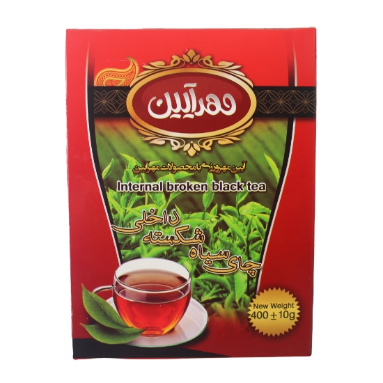تصویر  چای 400 گرمی جعبه ای شکسته ممتاز مهرآیین 